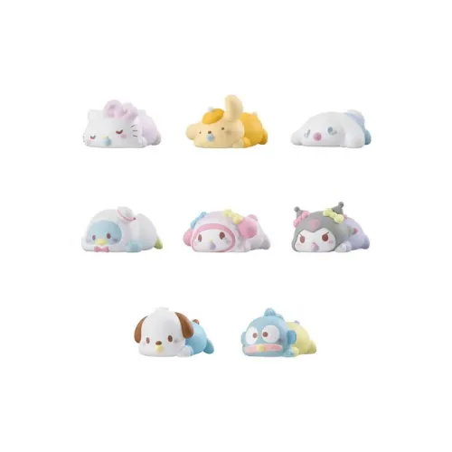 Санрио Соска для малыша лежащий пуховые куртки стиль счастливый рисование одиночная капсульная игрушка целая коробка 8 шт