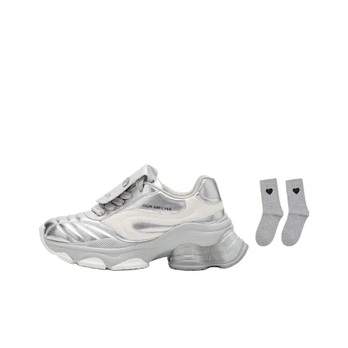 OGR Пудинговый Dessert Обувь Низкий Топ Толстая Подошва Кроссовки Женские Серебряные Белые