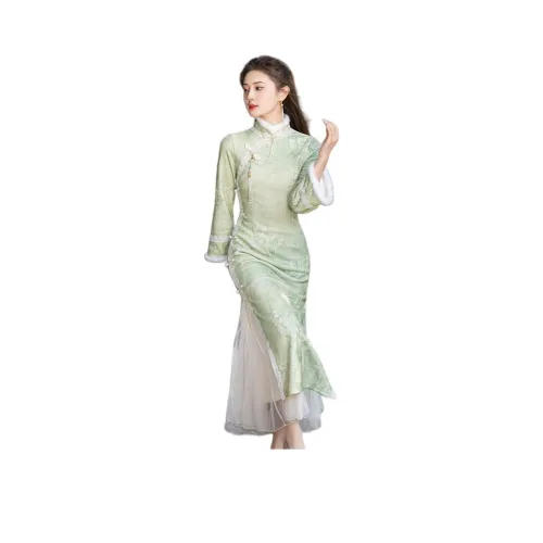 VENICEW Длинное платье с длинными рукавами женское