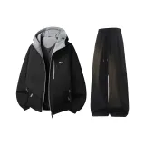 Чёрное пальто + чёрные штаны