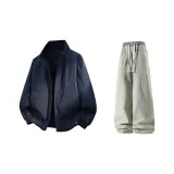 Темно-синие + желтые грязные джинсы с флисовой подкладкой