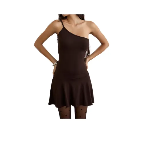 Motel Rocks Messac Асимметричное платье из района Джерси горький шоколад без рукавов женское