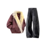 Темно-красный топ + черные штаны