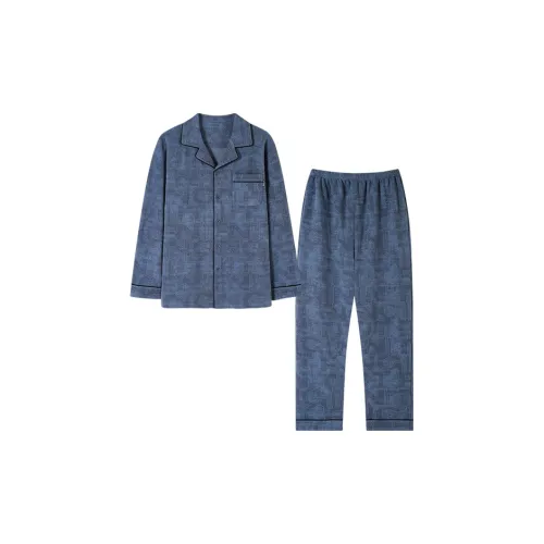 MIIOW Буква Полный принт Синий Мужской Пижамный комплект