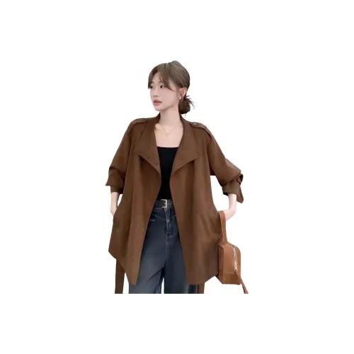 TMRFL Чай Дерево Коричнево-кофейный Женские Пальто