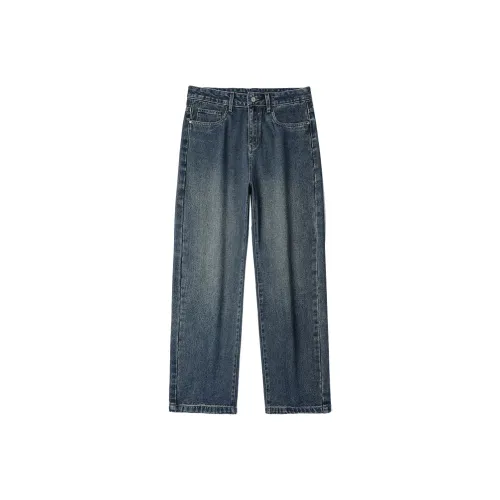 GUANKA Стандартный Ностальгический Синий Унисекс Джинсы