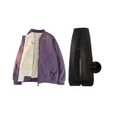 Фиолетовая хлопковая куртка + черные штаны [с флисовой подкладкой]