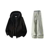 Чёрный + Желтый Грязь Джинсы с Флисовой Подкладкой