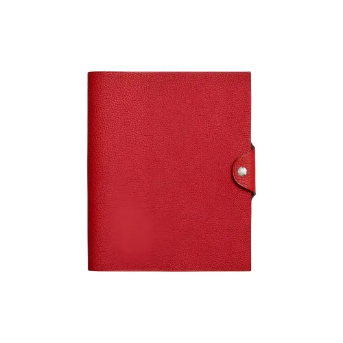 HERMES Ulysse Корова Кожа Защитный Чехол Средний Размер Унисекс Сияющий Красный