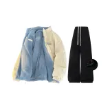 Бежевый абрикос + черный [топ + штаны утолщенные и с флисовой подкладкой]