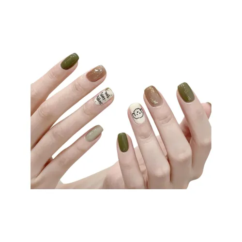 OUYUJI Ручная работа Искусственные Ногти Декоративные Ленты Короткий Квадратный И Короткий ЛАДЬЕР Бежевый Румяна Стойкий Милый