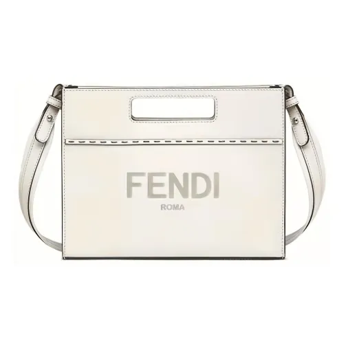 FENDI Кожа Плечевая сумка Сумка Маленькая Мужская Серый Белый