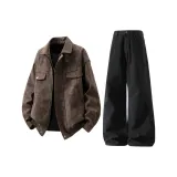 Кофейный топ + черные джинсы