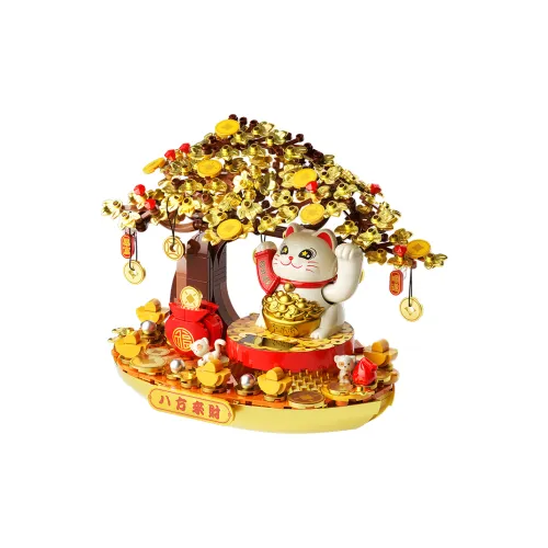 JAKI Солнечный Счастливый кот Мгновенное богатство Богатство Дерево Пластиковые конструкторы 436PSC JK BK008