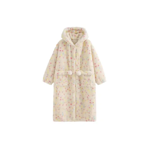 MUQINGQING Многоцветный Гороховый узор Сиреневый Унисекс Халаты для ванной