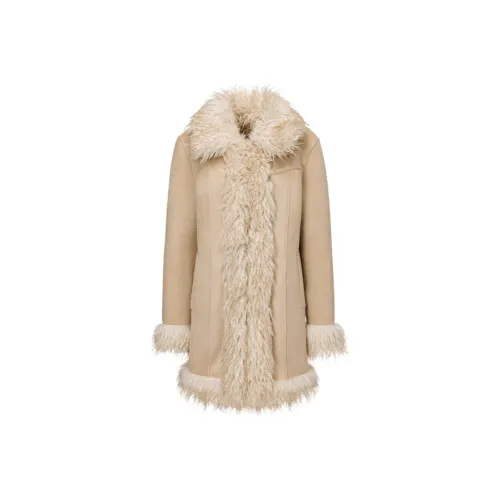 RAIVE Длинные волосы мех Mustang куртка бежевый куртки и пальто женский