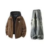 Кофейный (утеплённый) + синие штаны