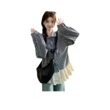 Рубашка в клетку с кружевной отделкой