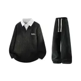 Чёрный + Чёрный Джинсы с Флисовой Подкладкой