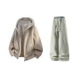 Хаки + Желтый Грязь Джинсы с Флисовой Подкладкой