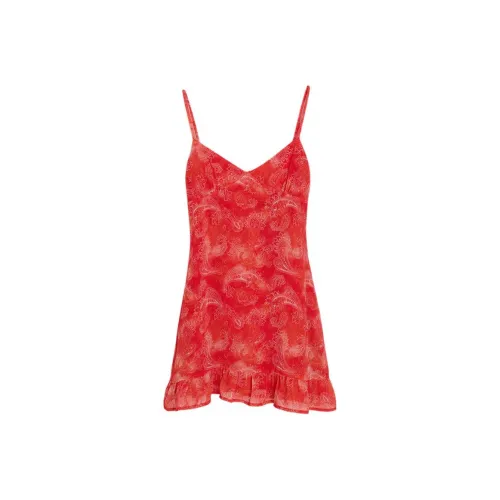 Motel Rocks Mireya Мини Платье Пейсли Шифон Красный Slip Платье Женское