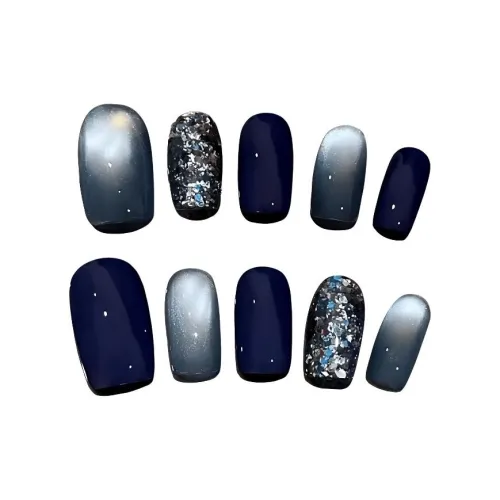 T Z Luxe Handmade Nail Polish Синий Съемный Осенний Зимний False Nail Короткий Градиентный Кошачий глаз Однотонный