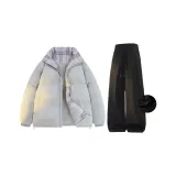 Серебристо-серый + черный [Хлопковый пуховик + штаны с флисовой подкладкой]