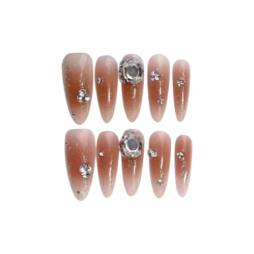 LIANJING [Swift] Ручная работа Фальшивый Ногтей с Рисунком Рисунок Стразами Кокетливый стиль Румяна Съемный Nail Art Овал
