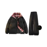 Чёрный+Чёрный [Хлопковый пуховик + штаны с флисовой подкладкой]