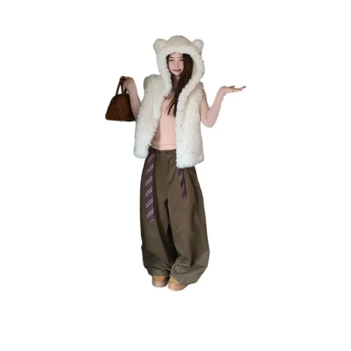 SUSANSAN Молоко Белый Женский Жилеты