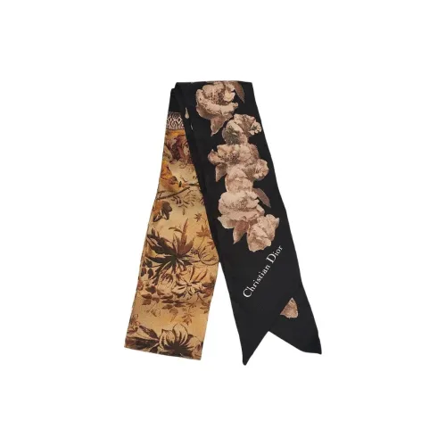DIOR Шелковые шарфы Унисекс Коричневый Черный