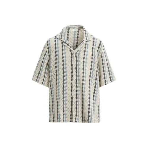 ZARA Белый Морской Синий Мужские Рубашки