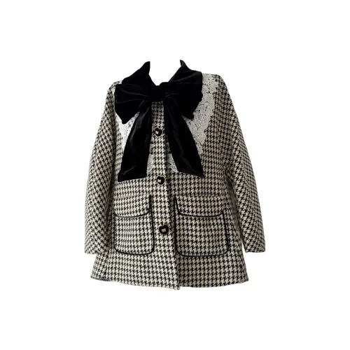 GRAYISMOON Черный Белый Гусиная лапка Женское Пальто