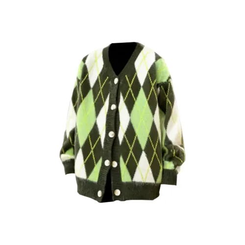 SNEIKLAU Зеленый Американский Кардиган Lazy Унисекс Трикотаж