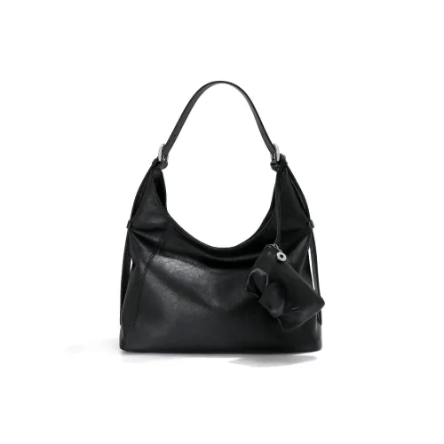 MYTANNER Сумка через плечо из крупнозернистой текстуры крупная женская черная кофейная