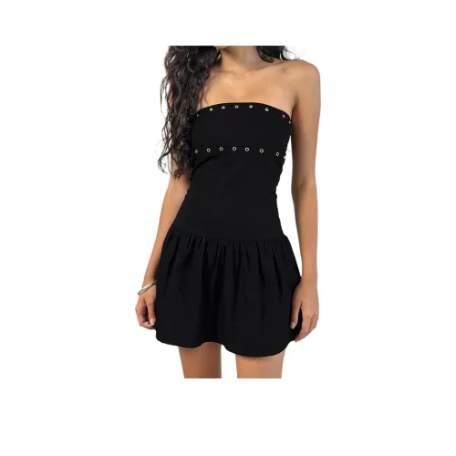 Motel Rocks Kafridi Люверс Мини Платье Popl Черное Без рукавов Платье Женское