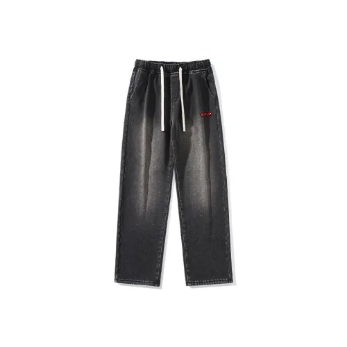 HOKLV Камень Мытый Серый С Флисовой Подкладкой Унисекс Джинсы