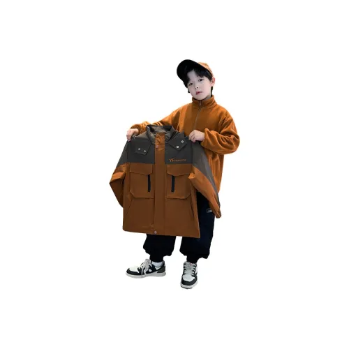 ZHIO Оранжевый Коричневый С подарками Polar Fleece Подкладка + Пуховик Школьный возраст Ветровка