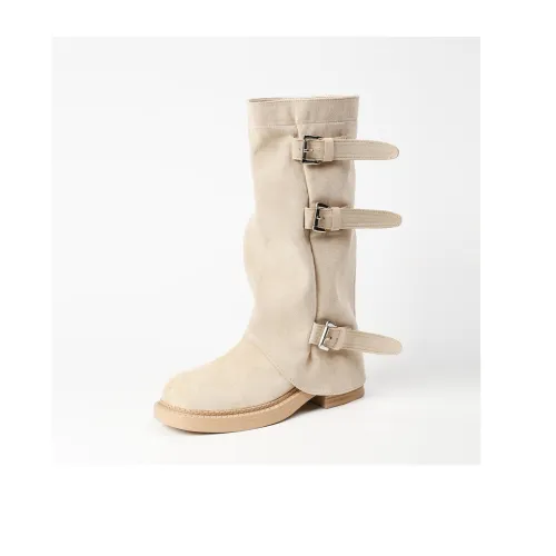 Zubumei Колено Высокие сапоги 8 см Женские Абрикос