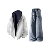 Белый, серый, свитшот, фотиния, синий, штаны