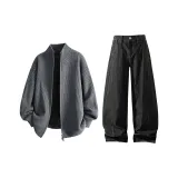 Серый топ + черные штаны