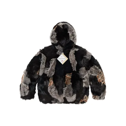 Supreme FW25 WEEK7 Пэчворк WINDSTOPPER С капюшоном Искусственный мех Куртка Унисекс