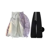 Фиолетовый Розовый + Черный [Топ + Штаны Утолщенные и с Флисовой Подкладкой]