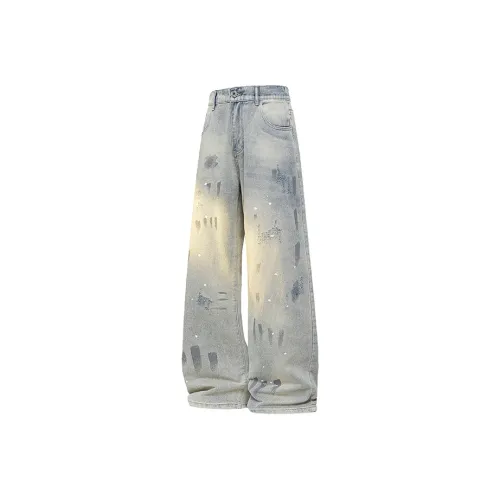 YINCHUANG Blue Gray Unisex Jeans YINCHUANG Синий Серый Унисекс Джинсы