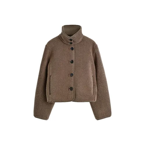 COS Коричневый Женские Бархатные Куртки