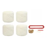 [Коралловый флис] Чисто белый, 4 шт, пряжа + медвежонок, наклейка