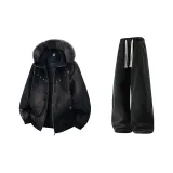 Чёрный + Чёрный Джинсы с Флисовой Подкладкой