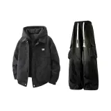 Чёрный Серый (Утеплённый) + Чёрные Штаны