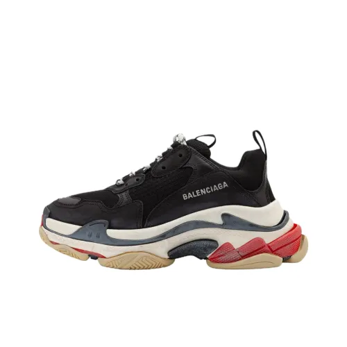 Balenciaga Triple S Low Топ Толстая подошва Кроссовки Мужские Черные Красные