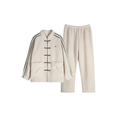 XUANJING Толстый флис 74011 Бежевый Абрикос Мужской Пижамный комплект
